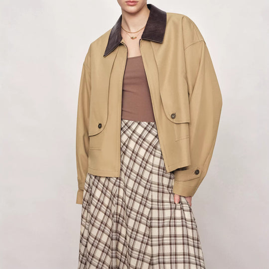 Damen Lässige und modische Übergangsjacke mit kontrastiertem Kragen Shop Nory