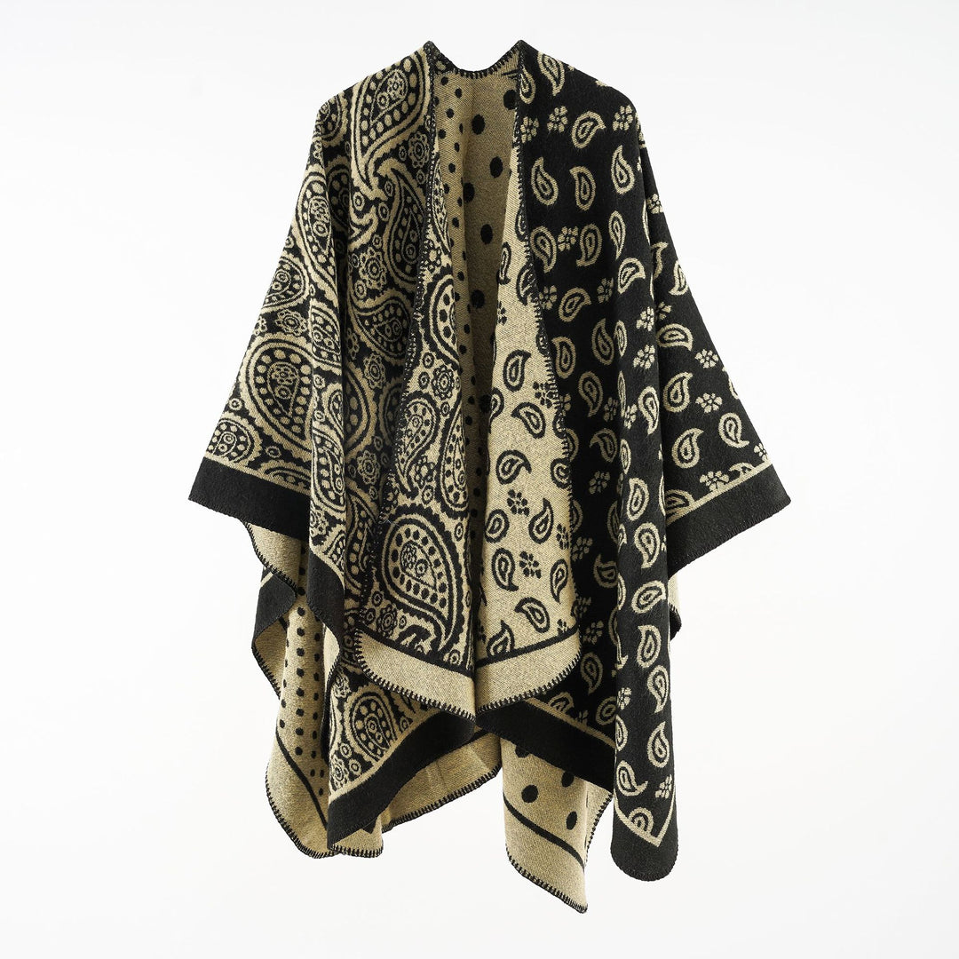 Damen Oversize-Jacquard-Umhang mit Paisley-Patchwork-Optik Shop Nory