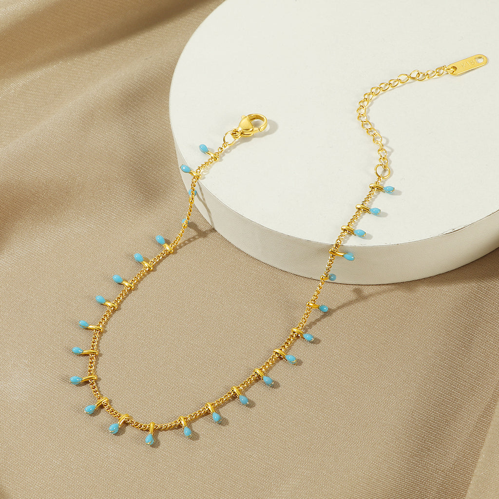 Dainty Gold Chain Fußkette für Frauen mit schwarzen Perlenakzenten Shop Nory