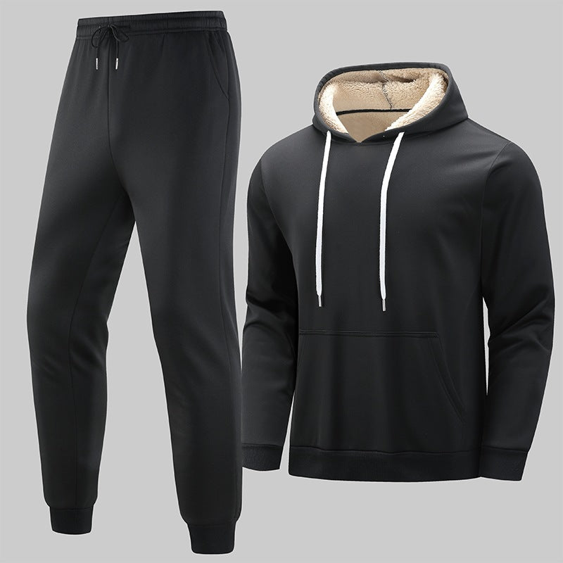 Herren Gefüttertes Freizeit-Set aus Kapuzenpullover mit Teddyfutter‑Kapuze & Thermo-Jogginghose Shop Nory