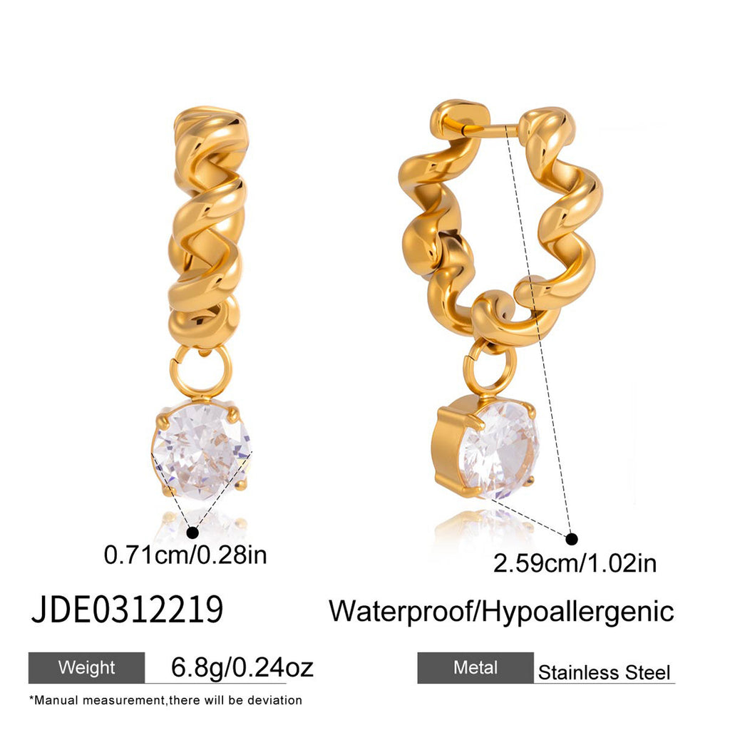 Damen Ohrhänger mit spiralförmigem Design und funkelndem Kristall Shop Nory