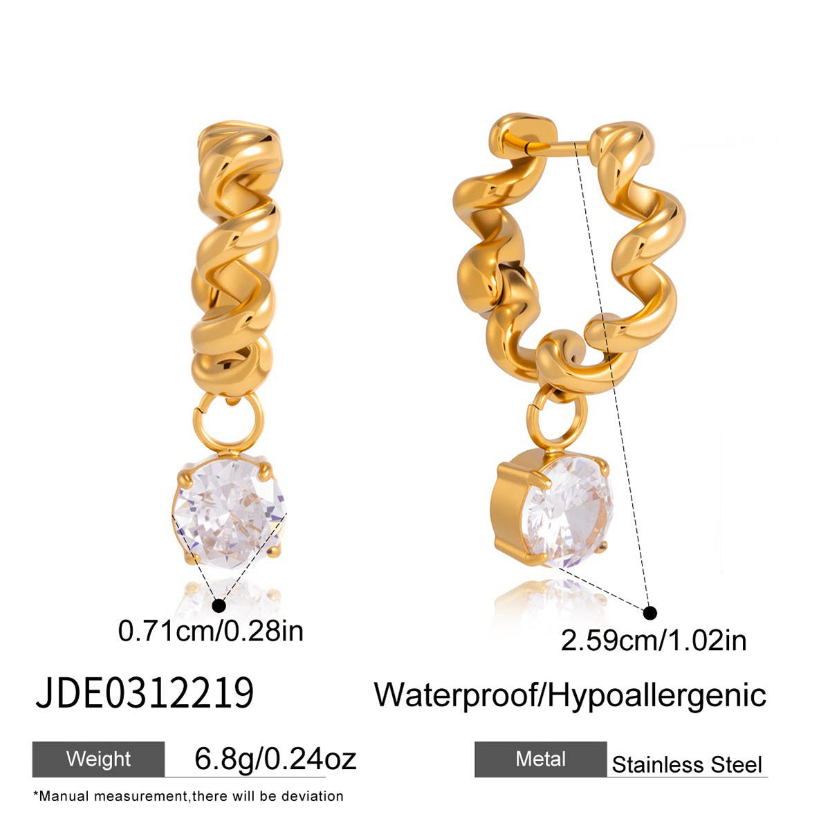 Damen Ohrhänger mit spiralförmigem Design und funkelndem Kristall Shop Nory