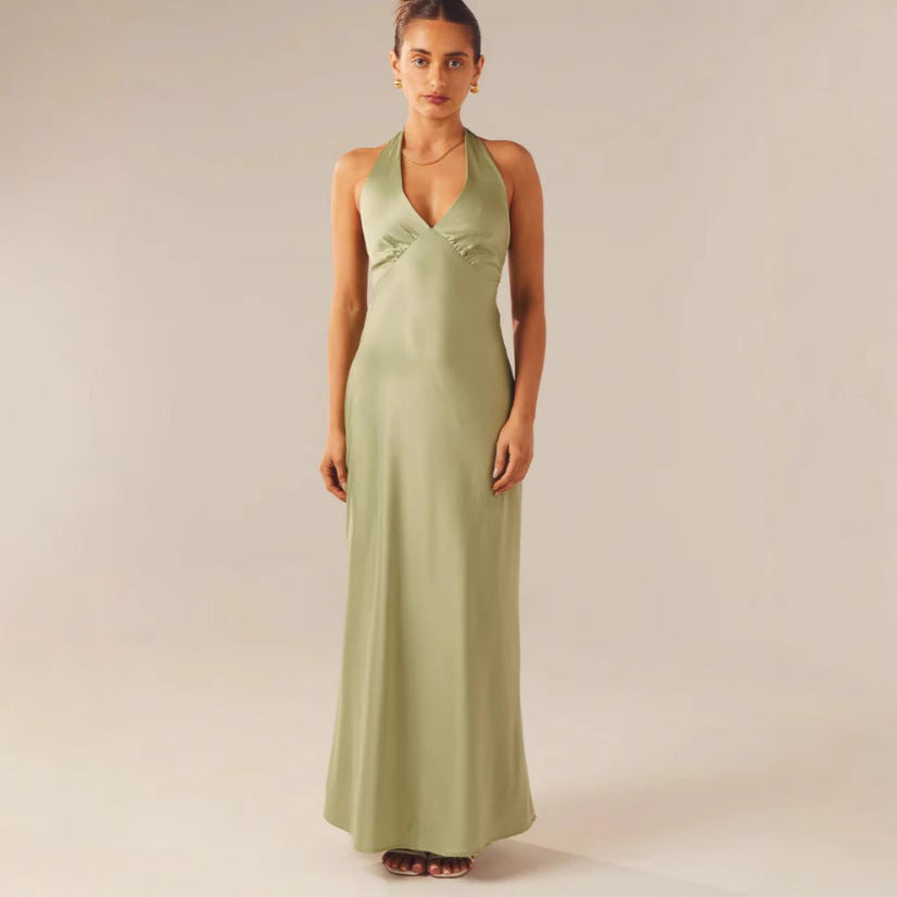 Damen Elegantes Wickelkleid mit V-Ausschnitt und schmalem, fließendem Schnitt