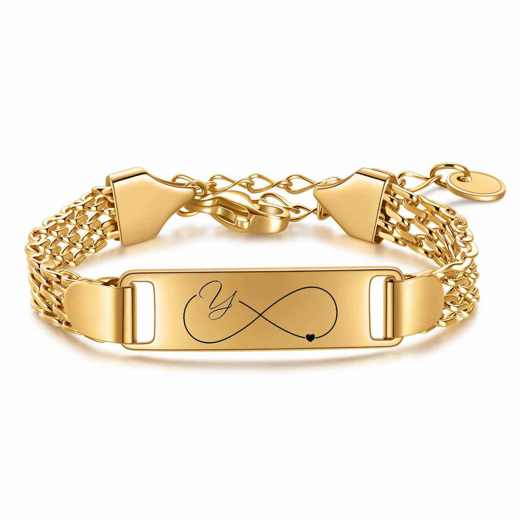 Damen Armband mit personalisierbarem Infinity-Anhänger und feinem Edelstahlband Shop Nory