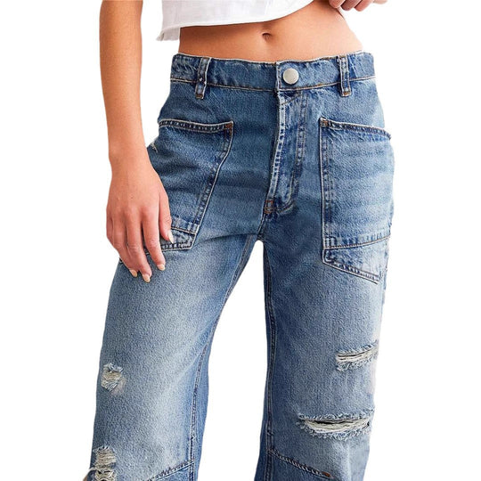 Damen Denim-Hosen mit großflächigen Taschen