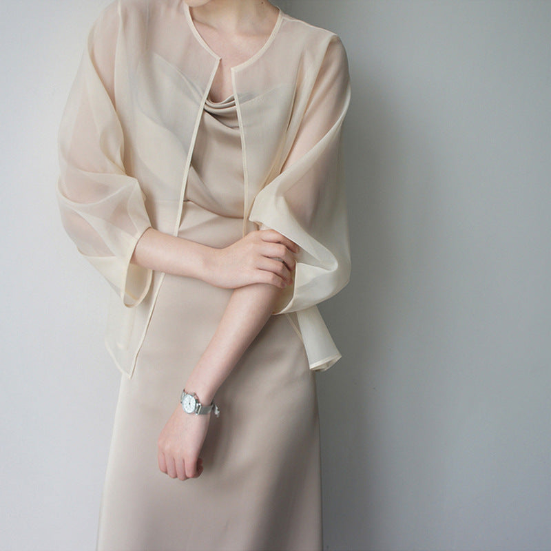Damen Elegante Chiffonjacke mit weit ausgestellten Ärmeln Shop Nory