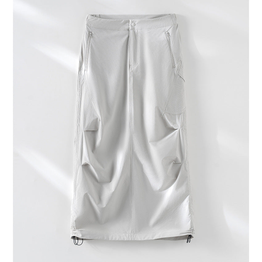 Damen Technischer Cargo-Midirock mit Tunnelzug-Saum und Reißverschlusstaschen Shop Nory