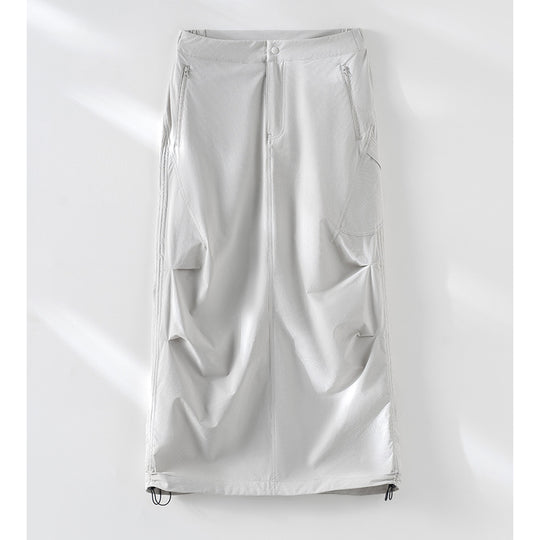 Damen Technischer Cargo-Midirock mit Tunnelzug-Saum und Reißverschlusstaschen Shop Nory