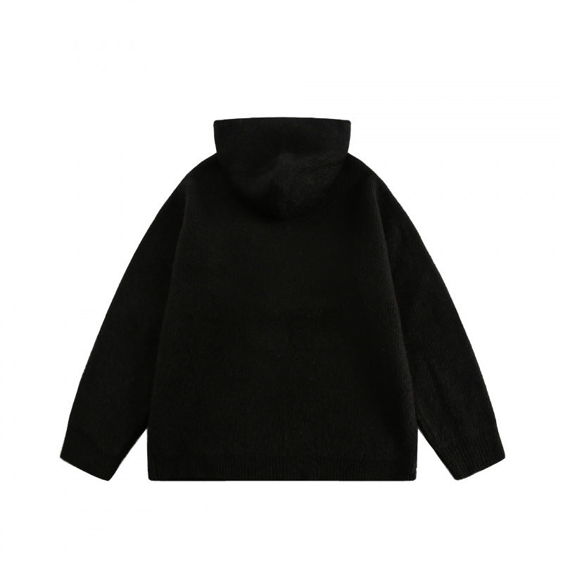 Unisex Oversize-Kapuzenpullover aus feinem Feinstrick mit halbem Reißverschluss Shop Nory