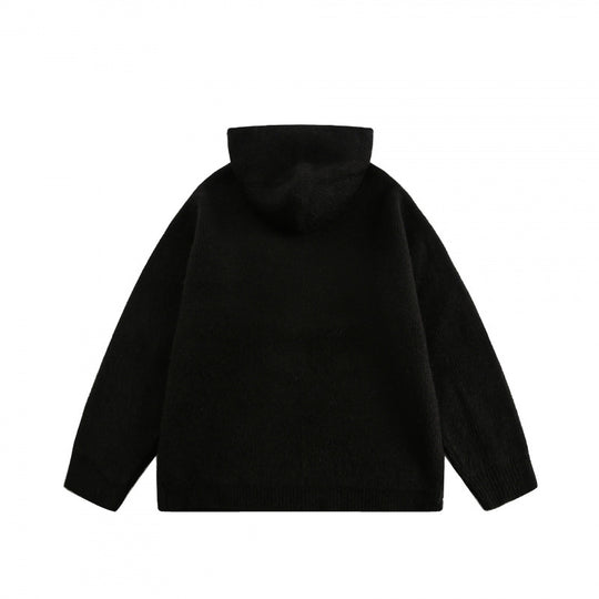 Unisex Oversize-Kapuzenpullover aus feinem Feinstrick mit halbem Reißverschluss Shop Nory