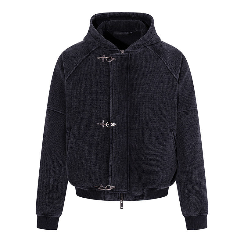 Damen Kapuzen-Bomberjacke aus Teddyfleece mit Metallhaken und elastischem Saum Shop Nory