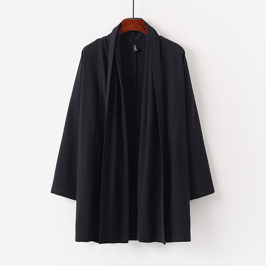 Unisex Offene Kimono-Cardigan aus leichter Baumwoll-Leinen-Mischung Shop Nory