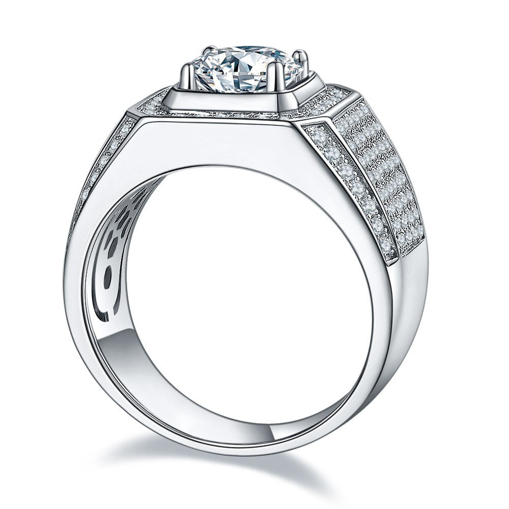 Damen Hochwertiger Ring mit quadratischem Zirkonia und funkelndem Pavé-Besatz Shop Nory