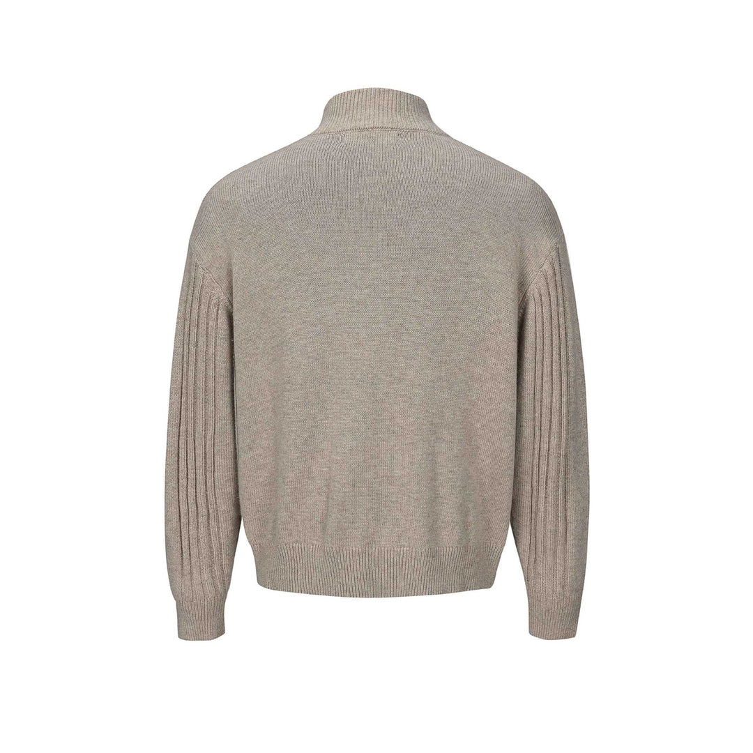 Herren Grobstrukturierter Strickpullover mit Stehkragen und Knopfleiste Shop Nory