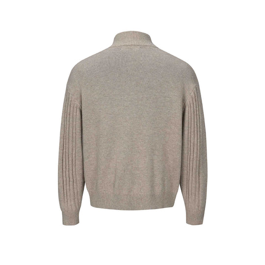 Herren Grobstrukturierter Strickpullover mit Stehkragen und Knopfleiste Shop Nory