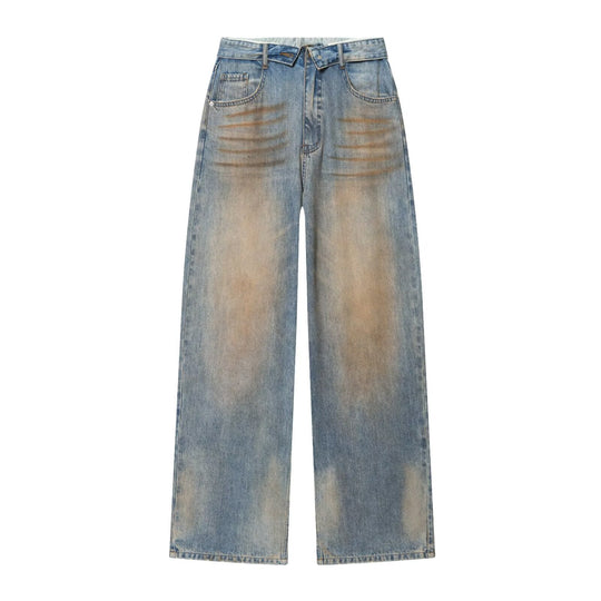 Damen Taillenhohe Jeans mit weitem Bein und Used-Waschung Shop Nory