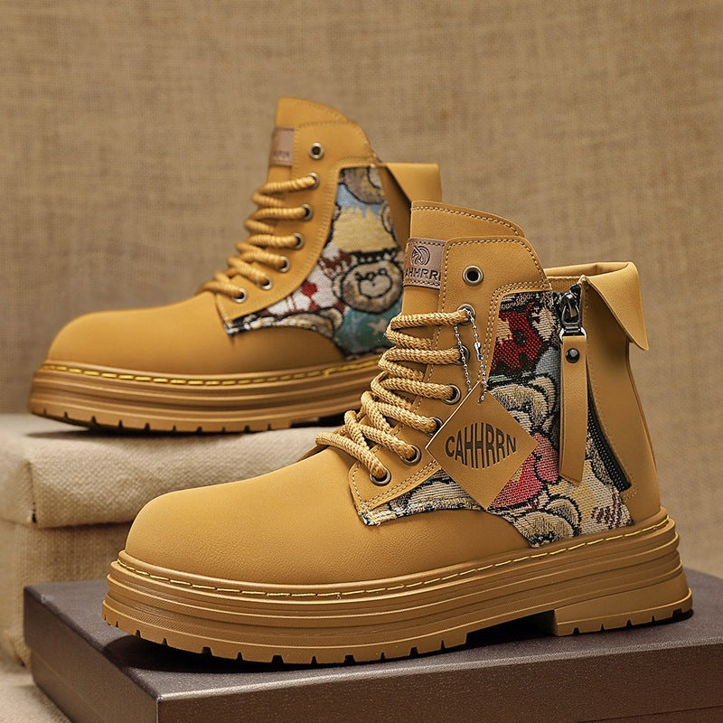 Damen modische Schnürboots mit seitlichem Reißverschluss und farbigen Akzenten Shopnory