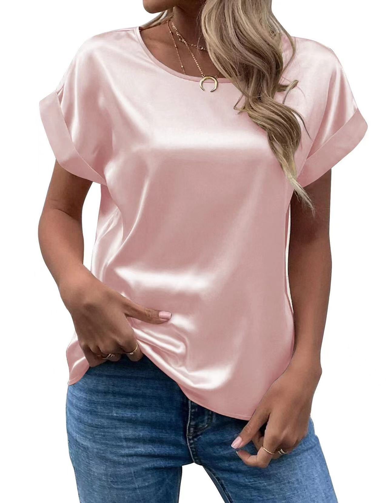 Damen Satin T-Shirt mit elegante Details