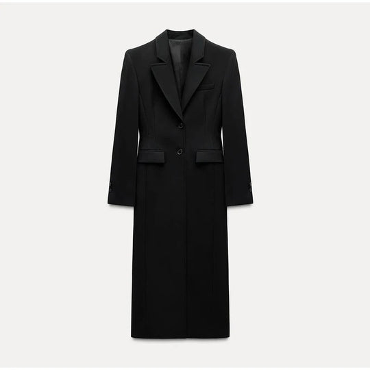 Damen Eleganter Longblazer mit schmaler Silhouette und klassischen Details