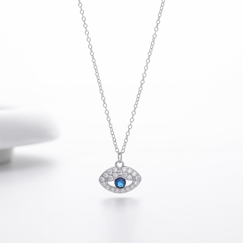 Damen Halskette mit schützendem Augenmotiv aus 925 Sterling Silber und funkeln Zirkonia Shop Nory