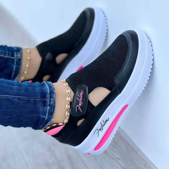 Damen Leichte Slip-On Keil-Sneaker mit atmungsaktivem Strickoberteil und Plateau-Sohle Shop Nory