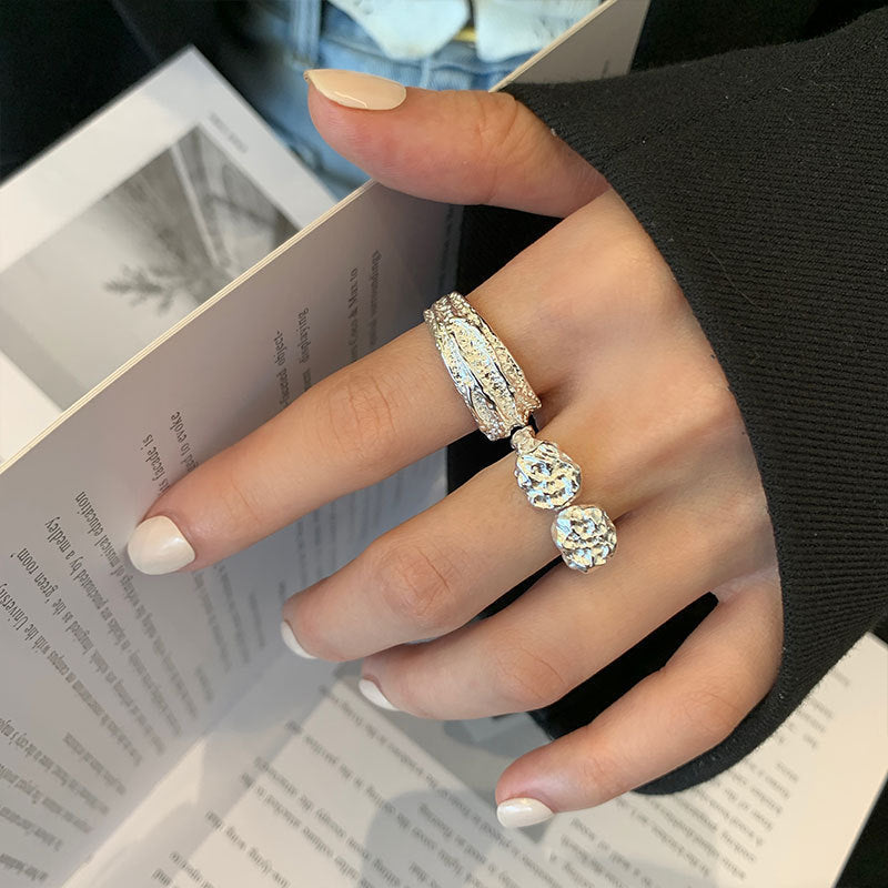 Damen Mehrteiliger Silberring mit funkelnden Zirkonia Shop Nory