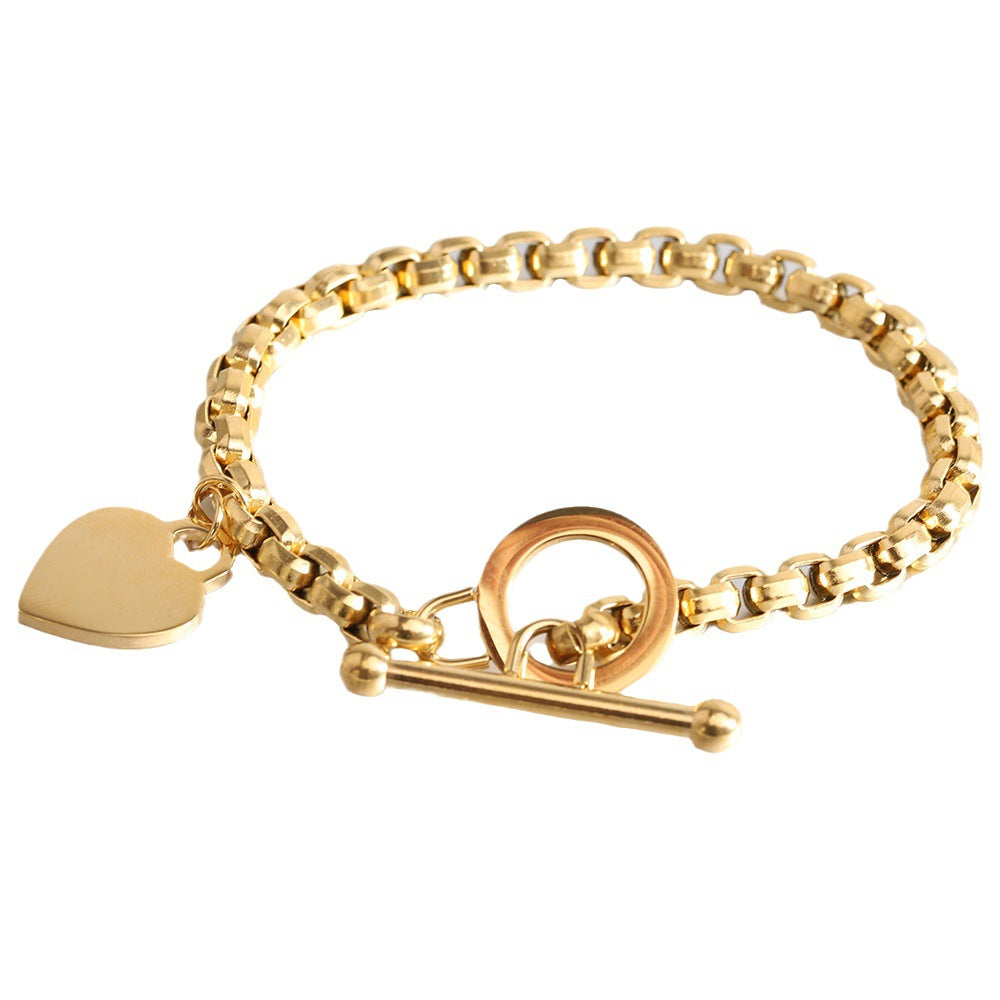 Damen Armband mit herzförmigem Anhänger und doppeltem Edelstahl-Design Shop Nory