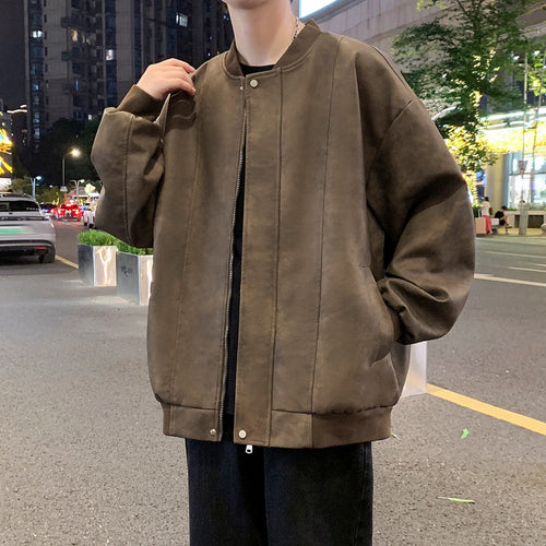 Herren Oversize-Bomberjacke aus Veloursimitat mit senkrechter Nahtstruktur Shop Nory