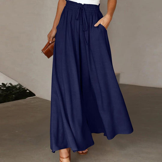 Leichte Damen Leinenhose mit Weitem Bein für Frühling und Sommer