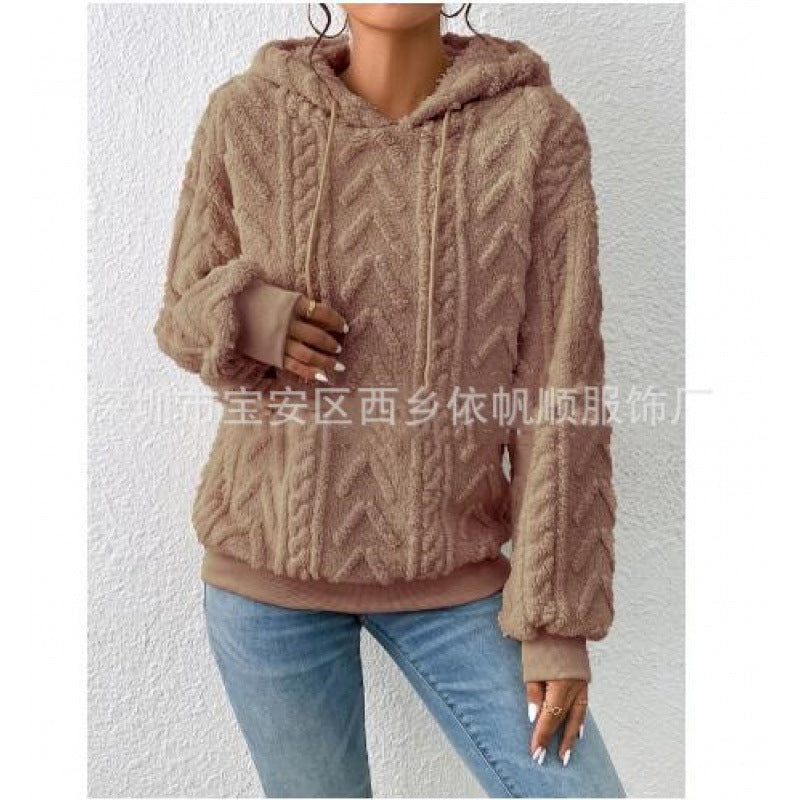 Damen Flauschiger Kapuzenpullover im Zopfmuster mit Oversize-Schnitt Shop Nory