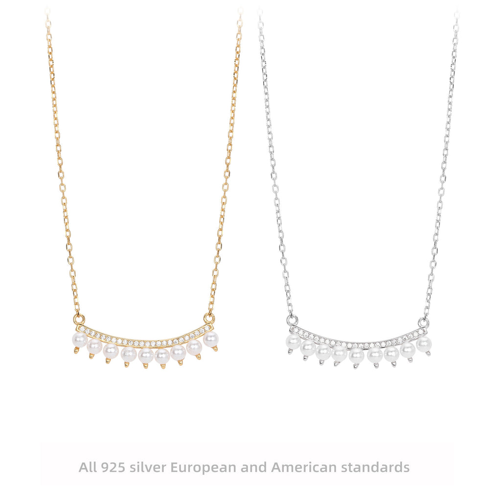 Damen Halskette mit feinem Zirkonschmuck und Perlenakzenten Shop Nory