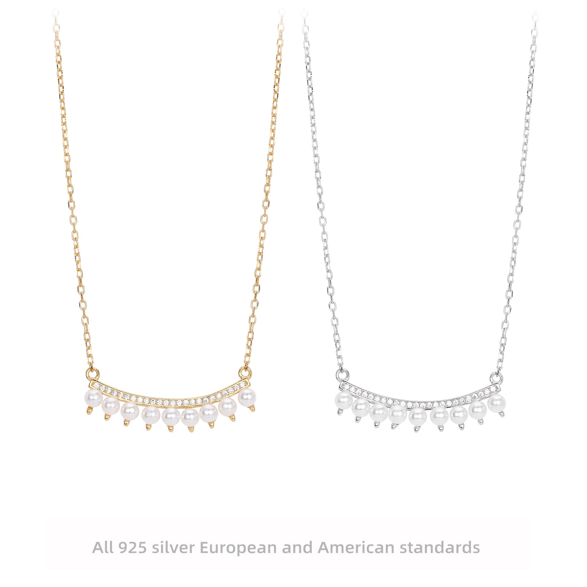 Damen Halskette mit feinem Zirkonschmuck und Perlenakzenten Shop Nory