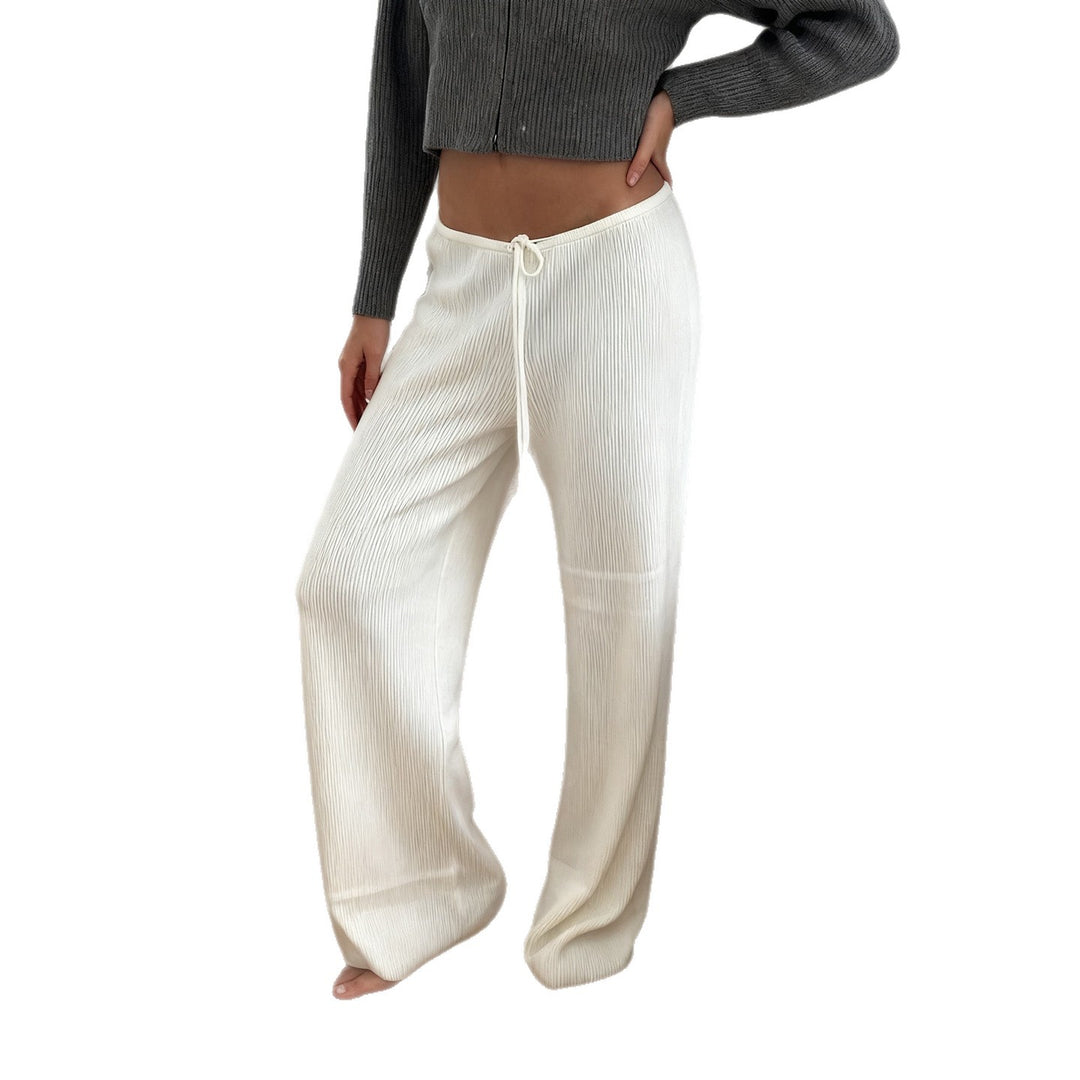 Damen nan lässige Lounge-Hose mit weitem Bein, elastischem Tunnelzugbund und feinem Rippstrick Shop Nory