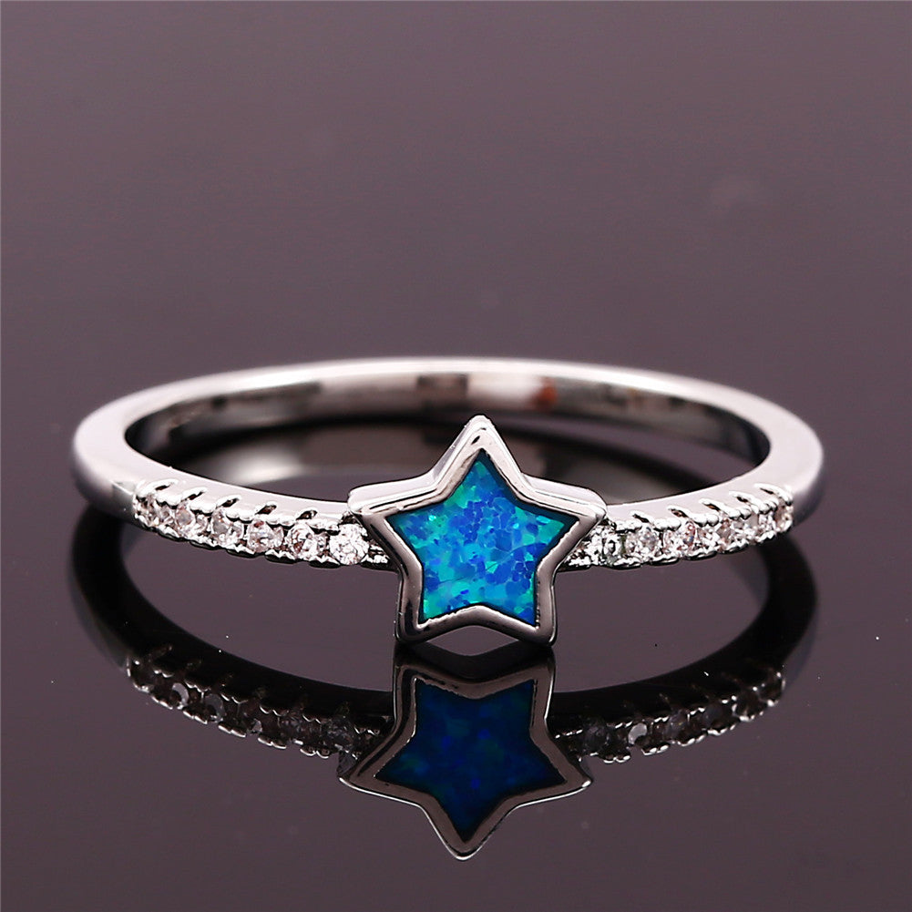Damen Ring mit funkelndem Stern-Design und opalisierendem Opal Shop Nory