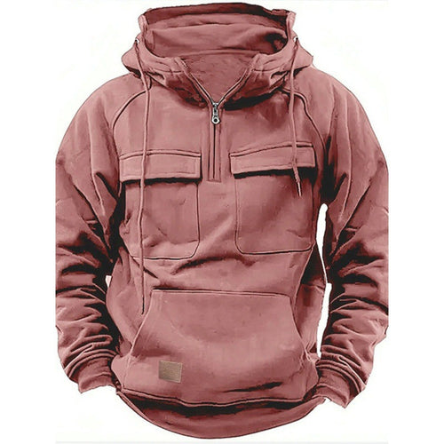 Herren Funktionale Kapuzenpullover mit Praktischen Taschen und Kurzem Reißverschluss