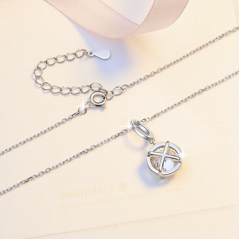 Damen Halskette mit funkelndem Kristall-Anhänger und eleganter Zirkonia-Fassung Shop Nory