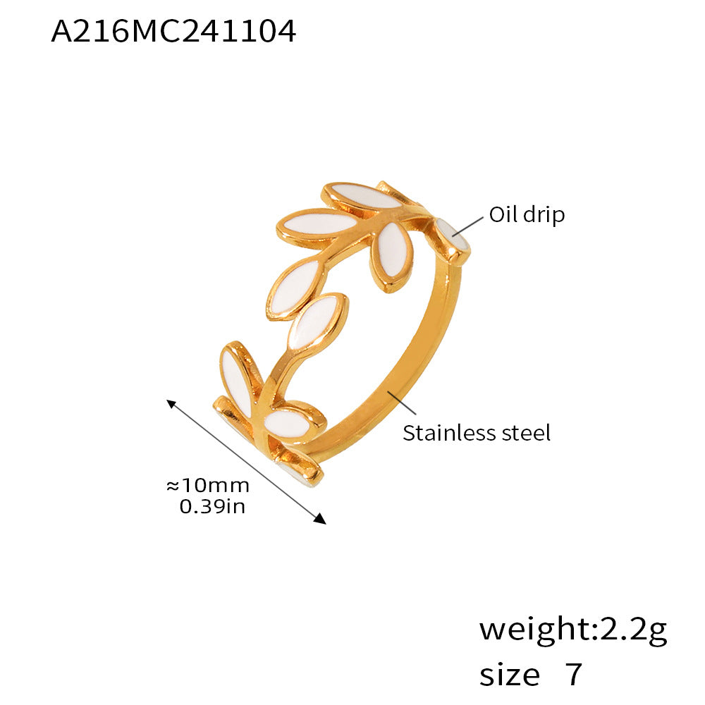 Damen Edelstahlring mit elegantem Blattdesign Shop Nory