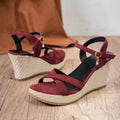 Damen Wedge-Sandalen mit bedruckter Korksohle und verstellbarem Riemendesign