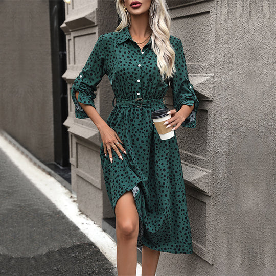 Damen Hemdblusenkleid mit Taillenriemchen, dreiviertel-Ärmeln und seitlichem Schlitz Shop Nory