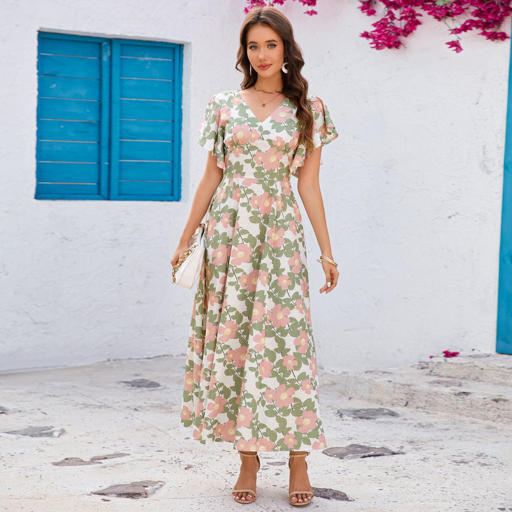 Damen Maxikleid mit Blumenmuster
