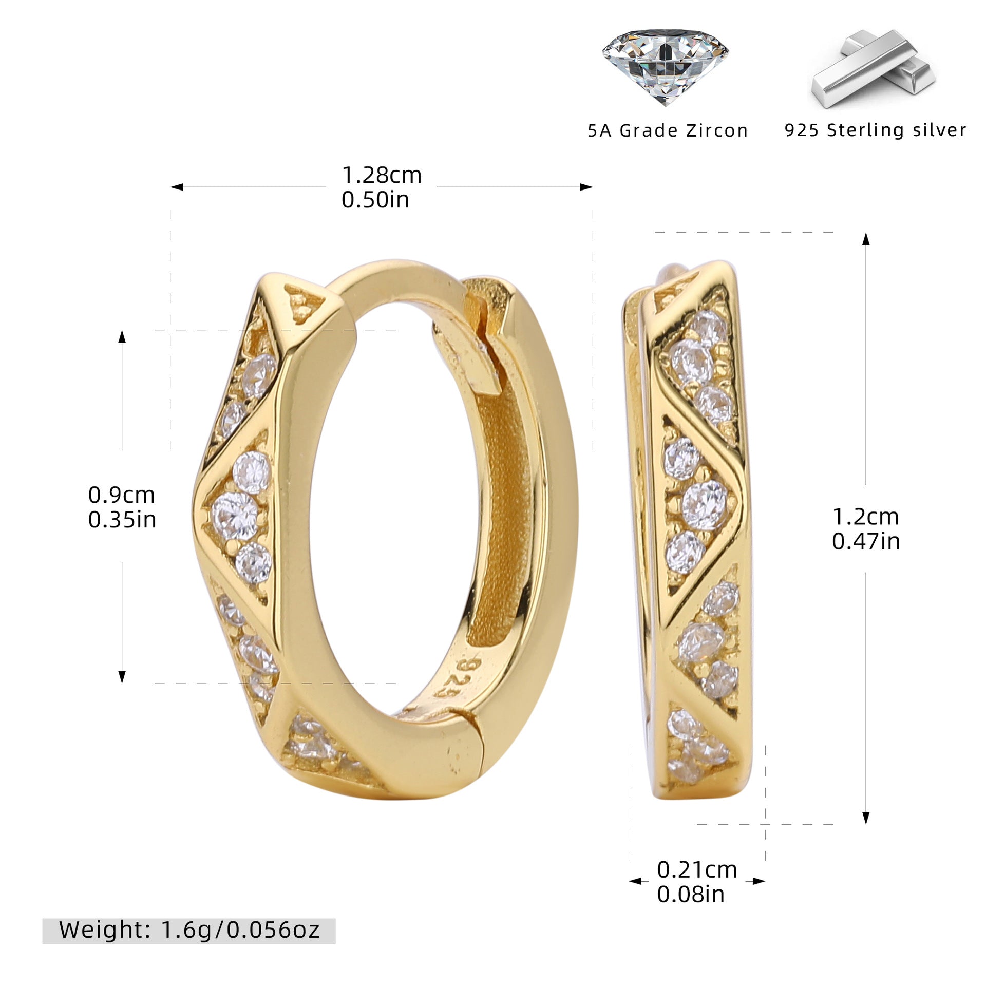 Damen Ohrringe mit funkelnden Zirkonsteinen aus hochwertigem 925 Sterling Silber Shop Nory