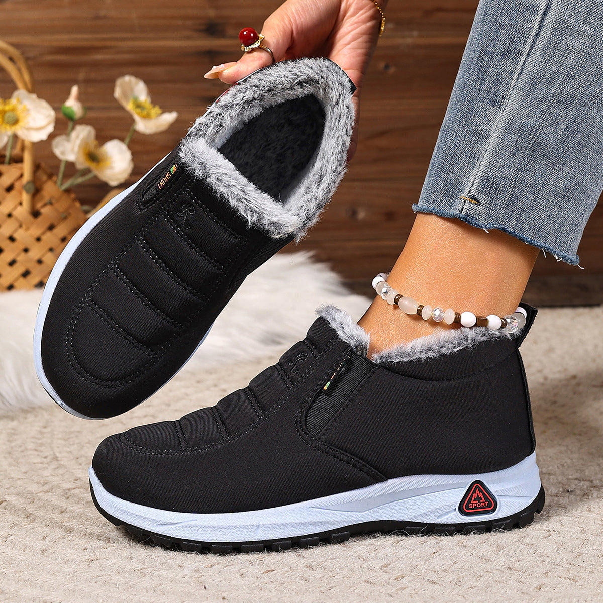 Damen Winter Slip-On Sneaker | Warmes Futter & Rutschfeste Sohle | Große Größen