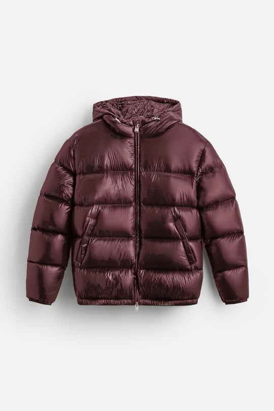 Damen nan glänzende Steppjacke mit Kapuze wattierter Thermofüllung und geradem Komfortschnitt Shop Nory