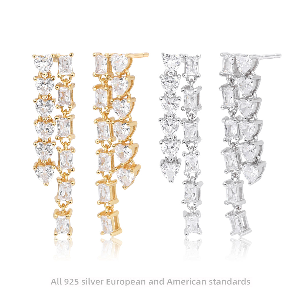 Damen Luxus Ohrhänger mit funkelnden Zirkonia aus 925 Sterling Silber Shop Nory