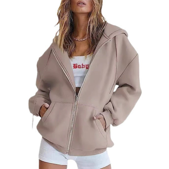 Damen nan übergroße Kapuzenjacke mit durchgehendem Reißverschluss und Kängurutaschen Shop Nory