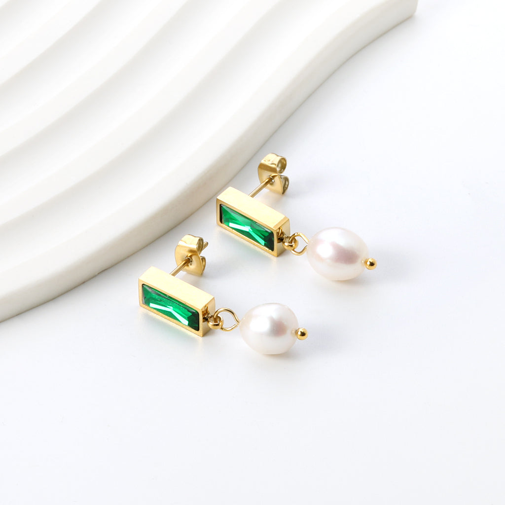 Damen Ohrringe mit elegantem Kristall- und Perlenanhänger Shop Nory