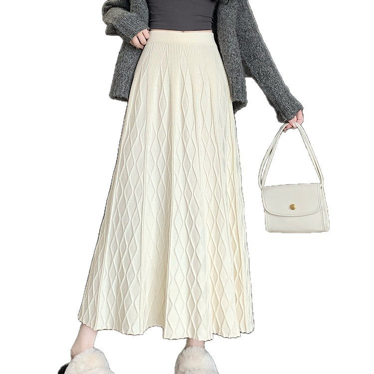 Damen Langer, plissierter Rock mit Rautenmuster Shop Nory