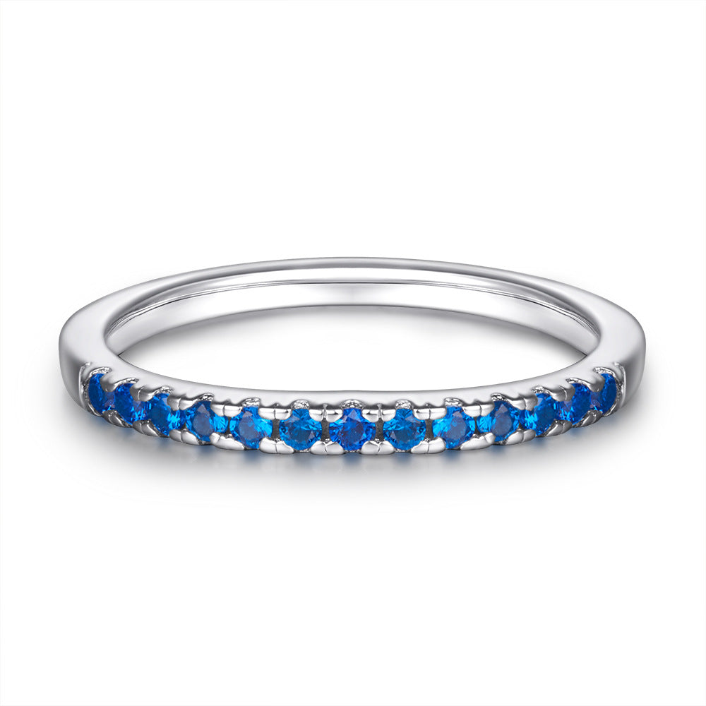 Damen hochwertiger Eternity-Ring mit leuchtenden blauen Zirkonia Shop Nory