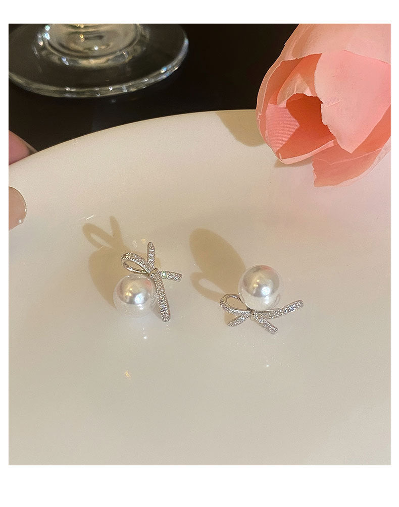 1 Paar 925 Sterling Silber Zirkon 925 Sterling Silber Ohrringe Schleifen-Knoten Ohrringe | Shop Nory