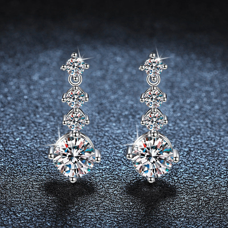 Vierstufige Zirkonia-Ohrhänger Aus Sterlingsilber mit Steckverschluss